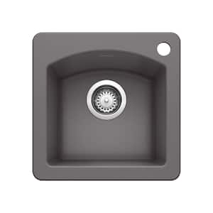 DIAMOND SILGRANIT Slate Granite Composite 15 in. 1-Hole Drop-In/Undermount Bar Sink