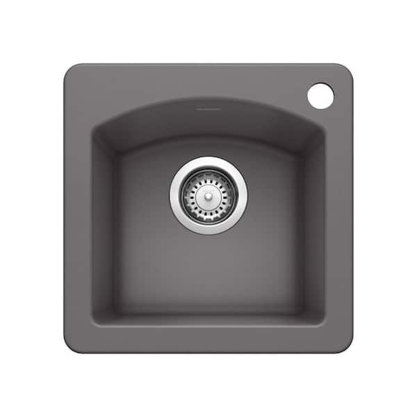 Blanco DIAMOND SILGRANIT Slate Granite Composite 15 in. 1-Hole Drop-In/Undermount Bar Sink