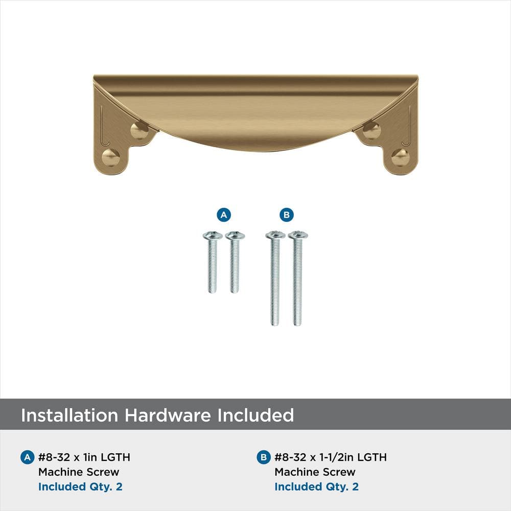 Champagne Bronze 3" Cup Pull with Mounting Hardware