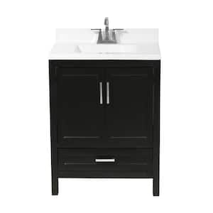 Salerno 25 in. Bath Vanity in Espresso with Cultured Marble Vanity Top with Backsplash in White with White Basin
