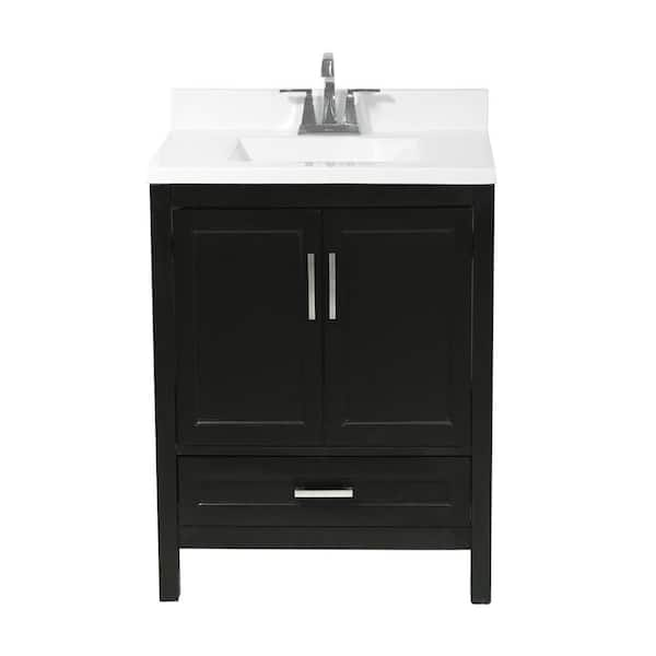 Amluxx Salerno 25 in. Bath Vanity in Espresso with Cultured Marble ...