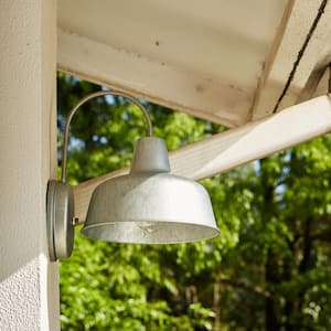 1-Light Galvanized Hardwired Sconce Outdoor Barn Light (2-Pack)