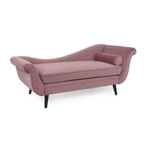 Xane Dusty Pink Light Blush Velvet Chaise Lounge