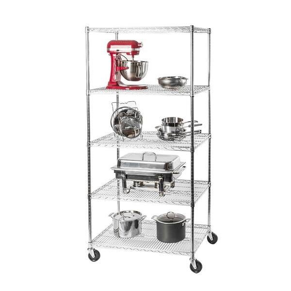 Home kitchen office Garage 3 Shelf Chrome Plated Stainless Steel Shelving Unit 