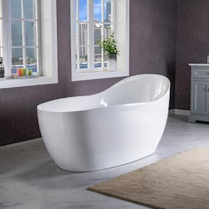 Modena 67 in. Acrylic Freestanding Single Slipper Air Bath Bathtub with Drain and Overflow Included in White