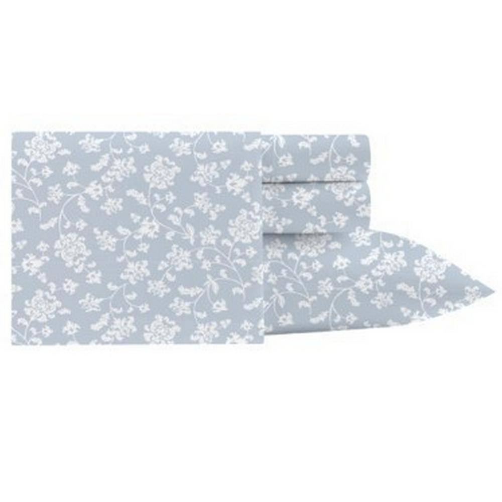 King Blue Cotton Reversible Bedspread Set with Polyfill