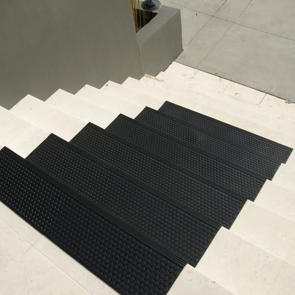 IRONGATE - Stair Treads Stair Case Step Mats - 6 Pack - Rubber - Rugged  Sturdy Heavy Duty Commercial Grade - Non Slip Outdoor Indoor Skid Resistant  
