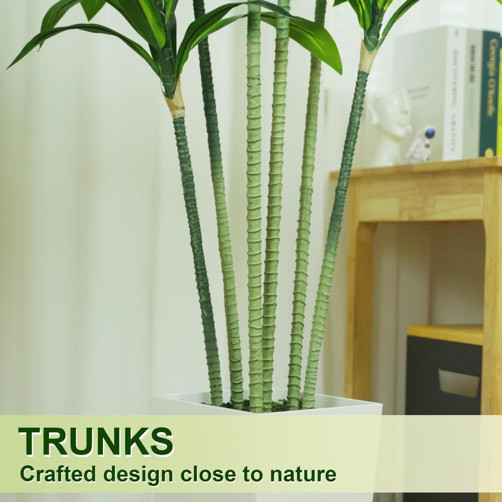 Dracaena 5 ft. Artificial Green Tree in White Plastic Planter
