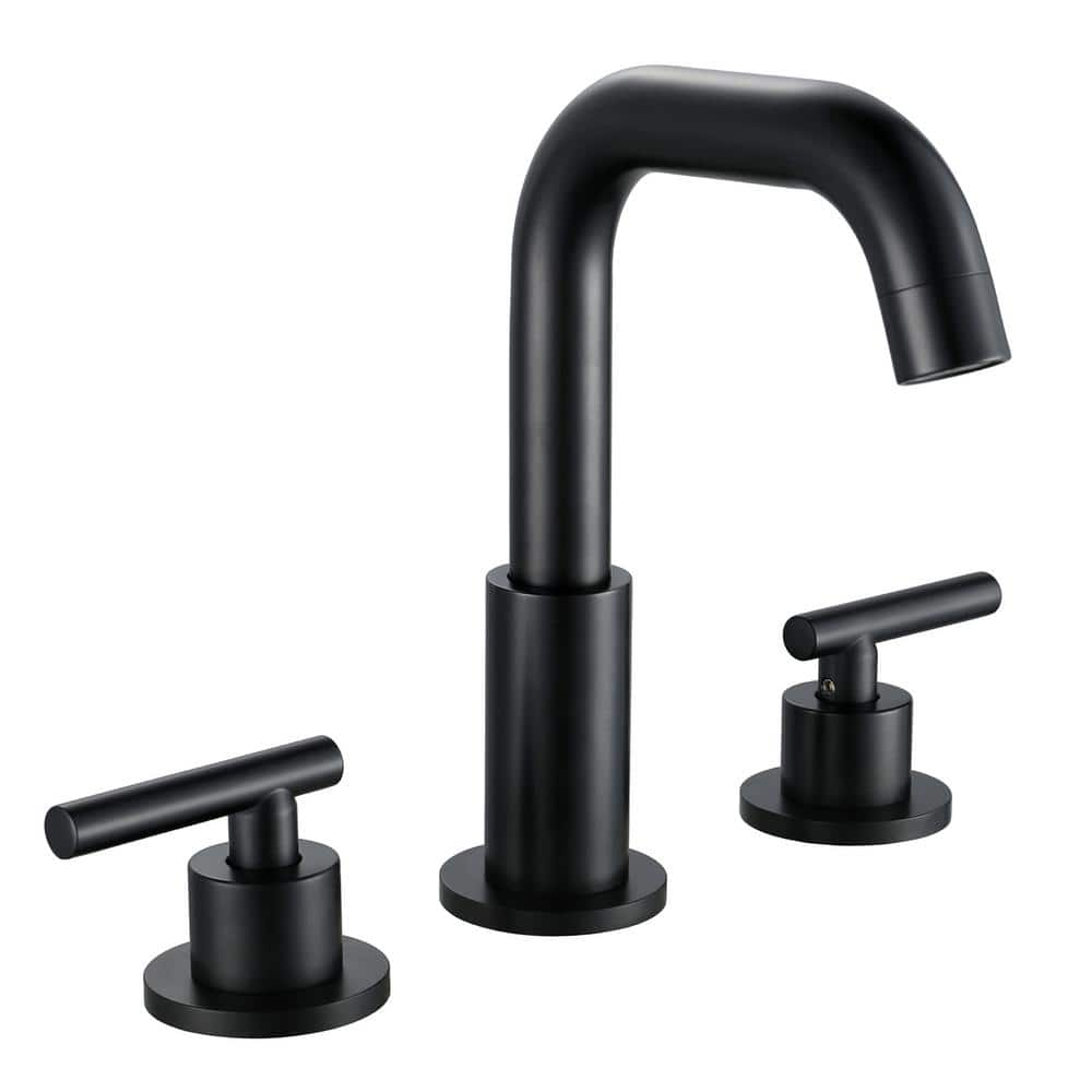 8 in. Widespread 2-Handle Bathroom Faucet in Matte Black M-YL015B - The ...