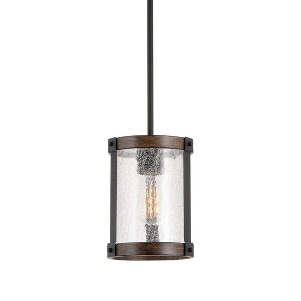Kira Home Hadley 60Watt 1Light Textured Black Modern Pendant Light