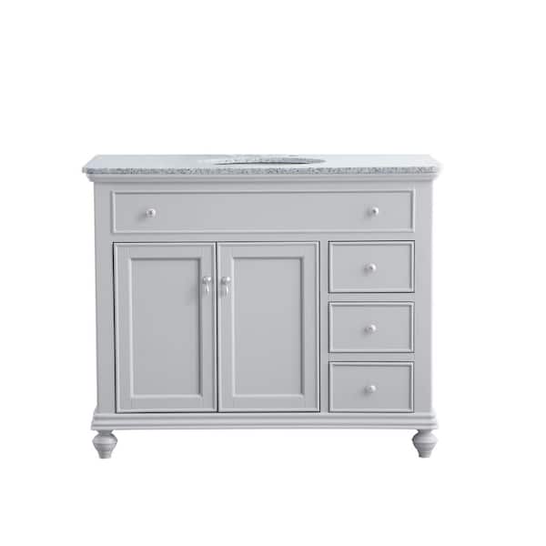 Unbranded Timeless 42 in. W x 21 in. D x 35 in. H Single Bath Vanity in Light Grey with White Engineered Stone Top and White Basin