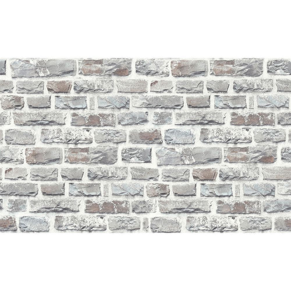 Bricks and More Collection Grey Stone Brick Matte Finish Vinyl on Non ...