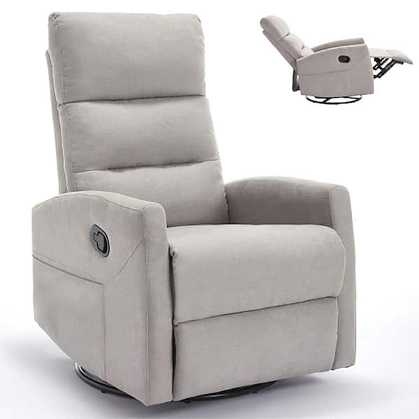 Boyel Living Khaki Ergonomic Fabric Manual Recliner Chair with Rocker and Swivel for Living Room