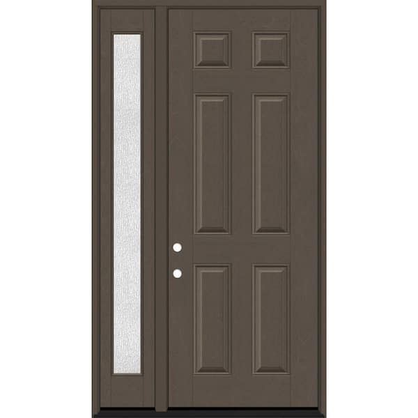 Steves & Sons Regency 51 in. x 96 in. 6 Panel RHIS Ashwood Stain Mahogany Fiberglass Prehung Front Door w/Rain 12 in. SL 6-9/16