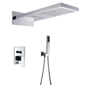 Luxury Single Handle 1-Spray Shower Faucet 2.5 GPM with Waterfall in. Chrome(Valve Included)