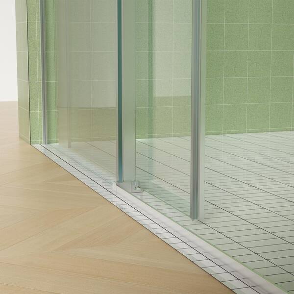 Staykiwi 60 in. W x 76.68 in. H Sliding Frameless Shower Door in Nickel Finish with Clear Glass