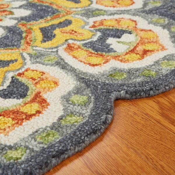 Daliah Gray/Yellow 4 ft. Round Classic Hand-Tufted Transitional Wool Indoor Area Rug