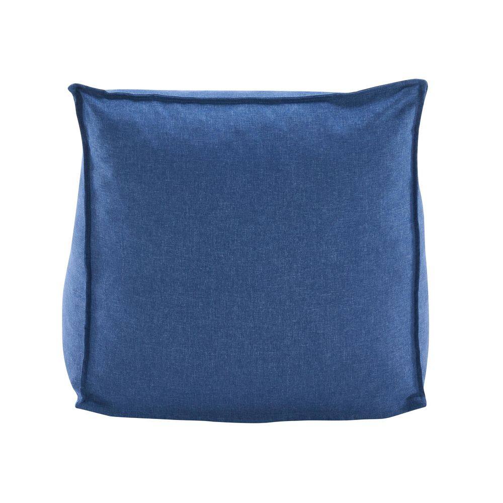 Close-up of the navy blue fabric on the bean bag chair.