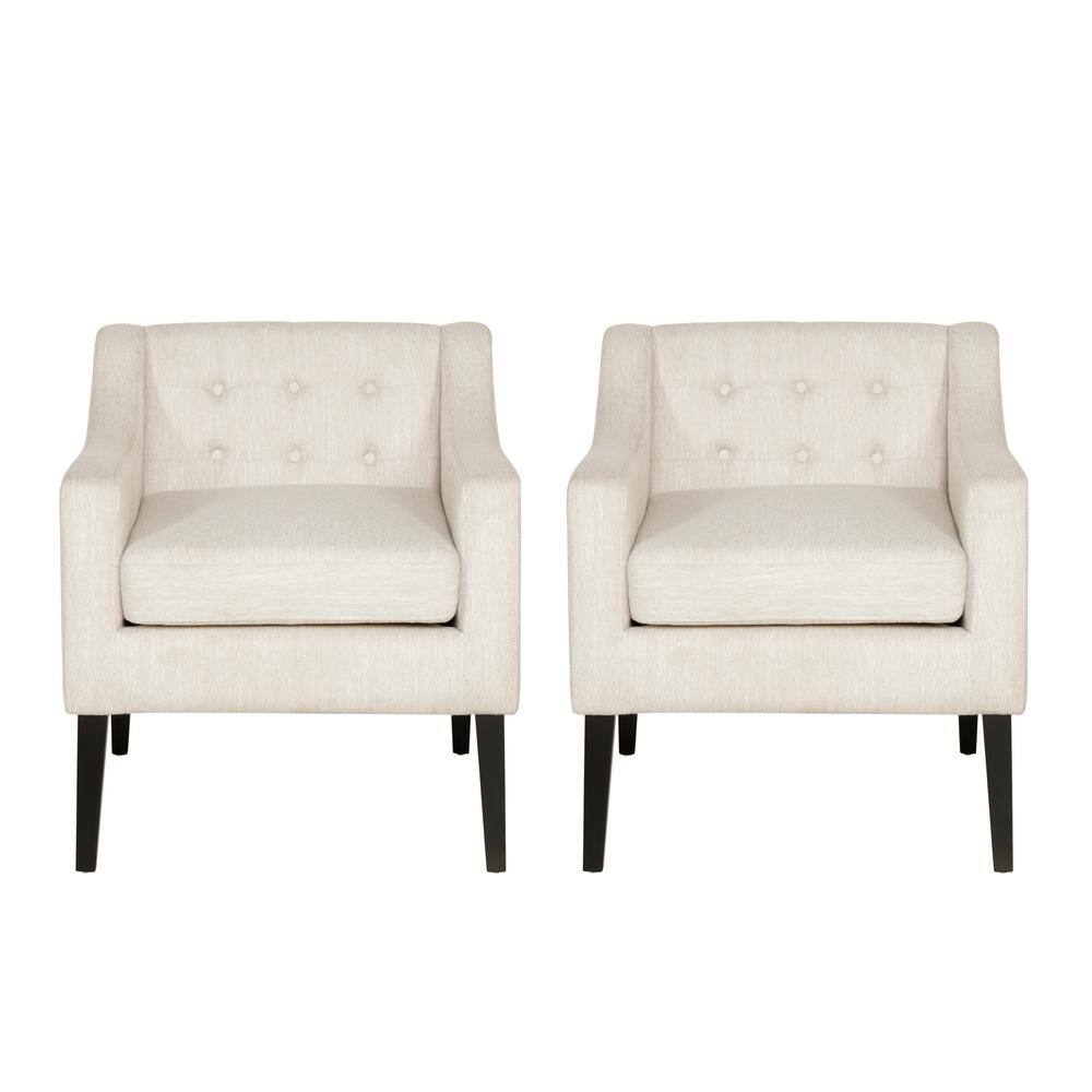 Noble House Annisa Dark Beige and Espresso Fabric Tufted Accent Chair ...