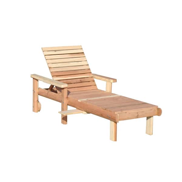 Unbranded Beach Single Clear No Stain Redwood Outdoor Chaise Lounge