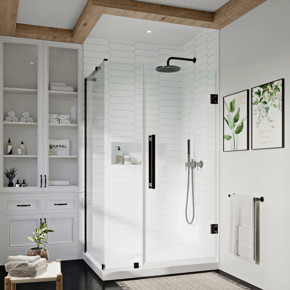 Tampa-Pro Frameless Oil Rubbed Bronze Shower Kit with Acrylic Base