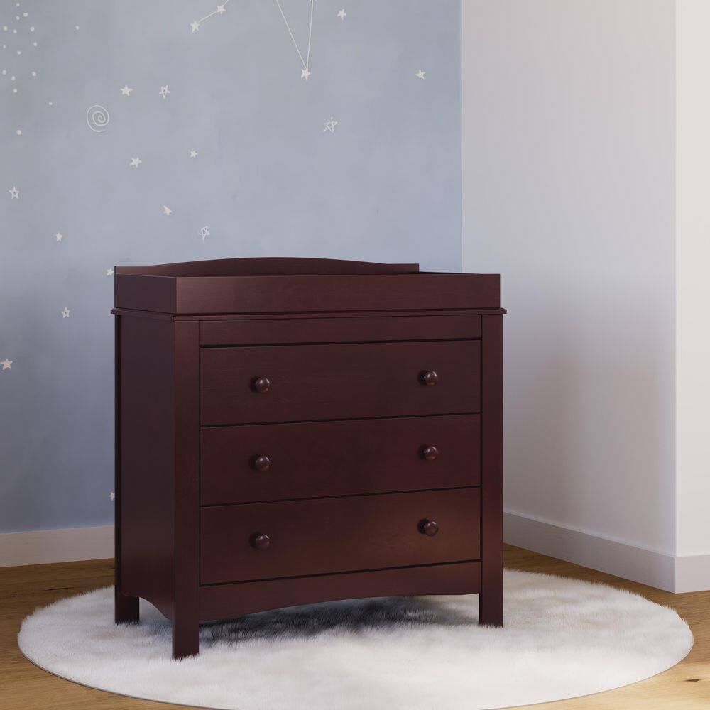 Espresso 3-Drawer Chest with Removable Changing Topper