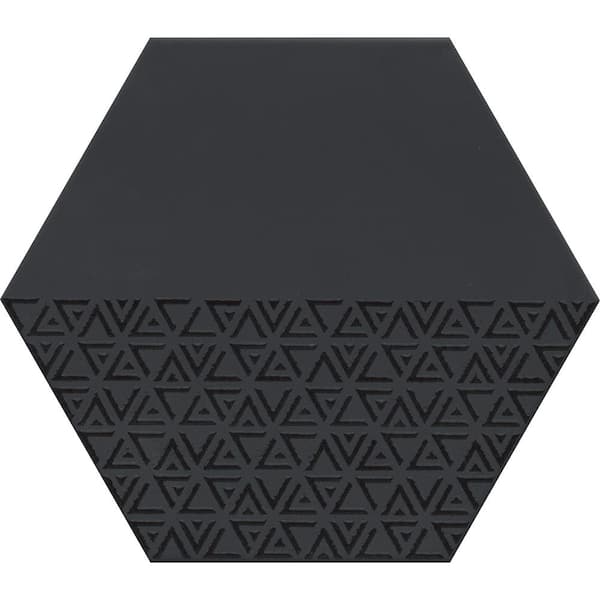 EMSER TILE Rhythm Black 11.22 in. x 12.95 in. Matte Patterned Look Porcelain Wall Tile (10.752 sq. ft./Case)