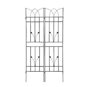 71 in. Metal Garden Trellis, Outdoor Flower Support, Rustproof Trellis for Climbing Plants, Black (2-Pack)