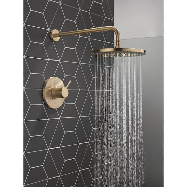 Modern Gold1-Handle Wall Mount Shower Trim Kit in Champagne Bronze (Valve Not Included)