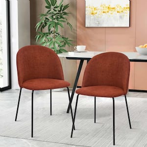 Puzzle Orange Fabric Upholstered Side Dining Chairs (Set of 2)
