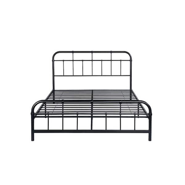 Noble House Berthoud Industrial Queen-Size Flat Black Iron Bed Frame