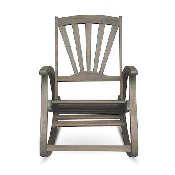 Unbranded Wood Outdoor Rocking Chair with Retractable Footrest