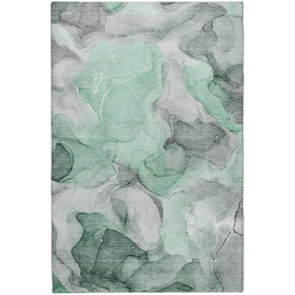 Dream Shag Premium Machine Washable Abstract ADS504 Green 9 ft. x 12 ft. Area Rug