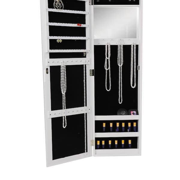 Mind Reader White Wall Mounted Jewelry, Hanging Jewelry Armoire