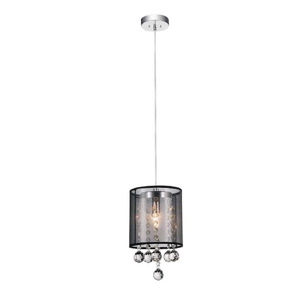 CWI Lighting Radiant 1 Light Drum Shade Mini Pendant With Chrome Finish