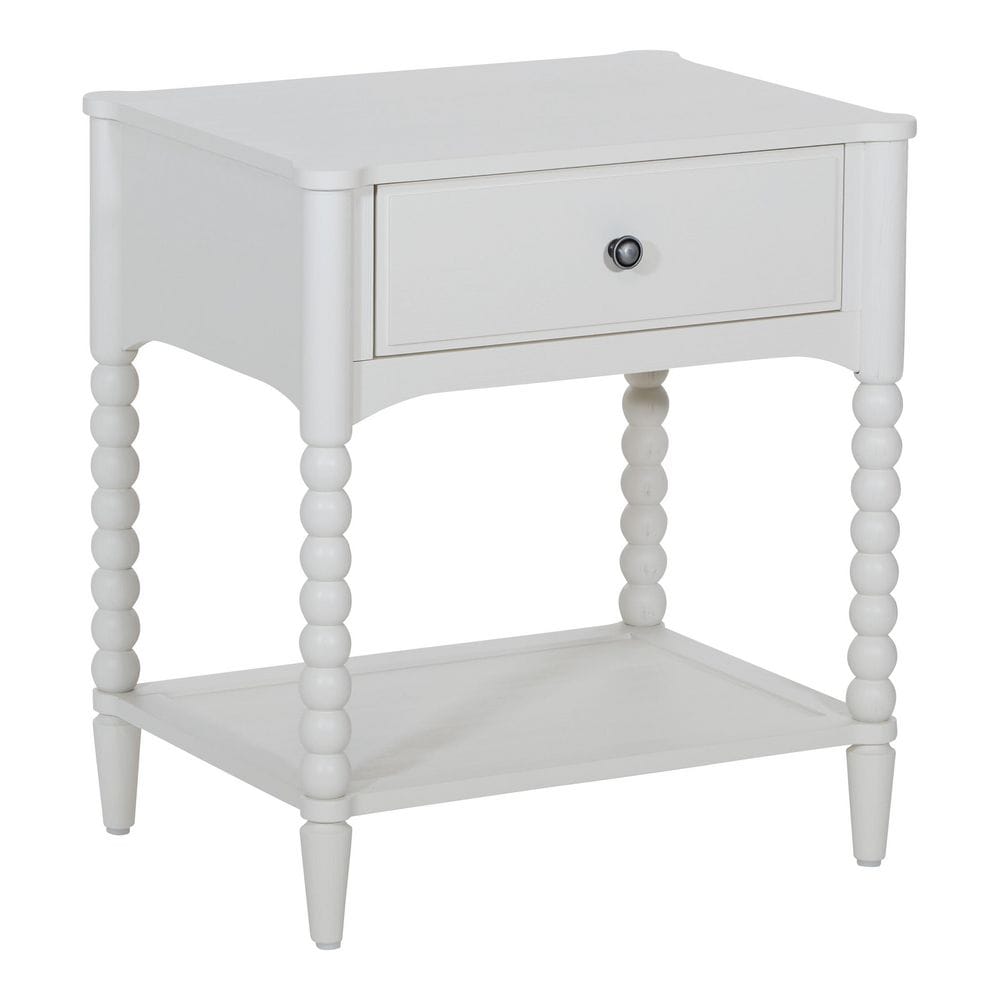 Office Star Products Spindle Sandcastle Antique White Finish Single Drawer 23.75 in. Nightstand SP11-SW - The Home Depot