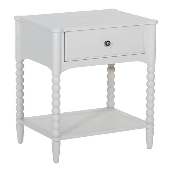 Spindle Sandcastle Antique White Finish Single Drawer 23.75 in. Nightstand
