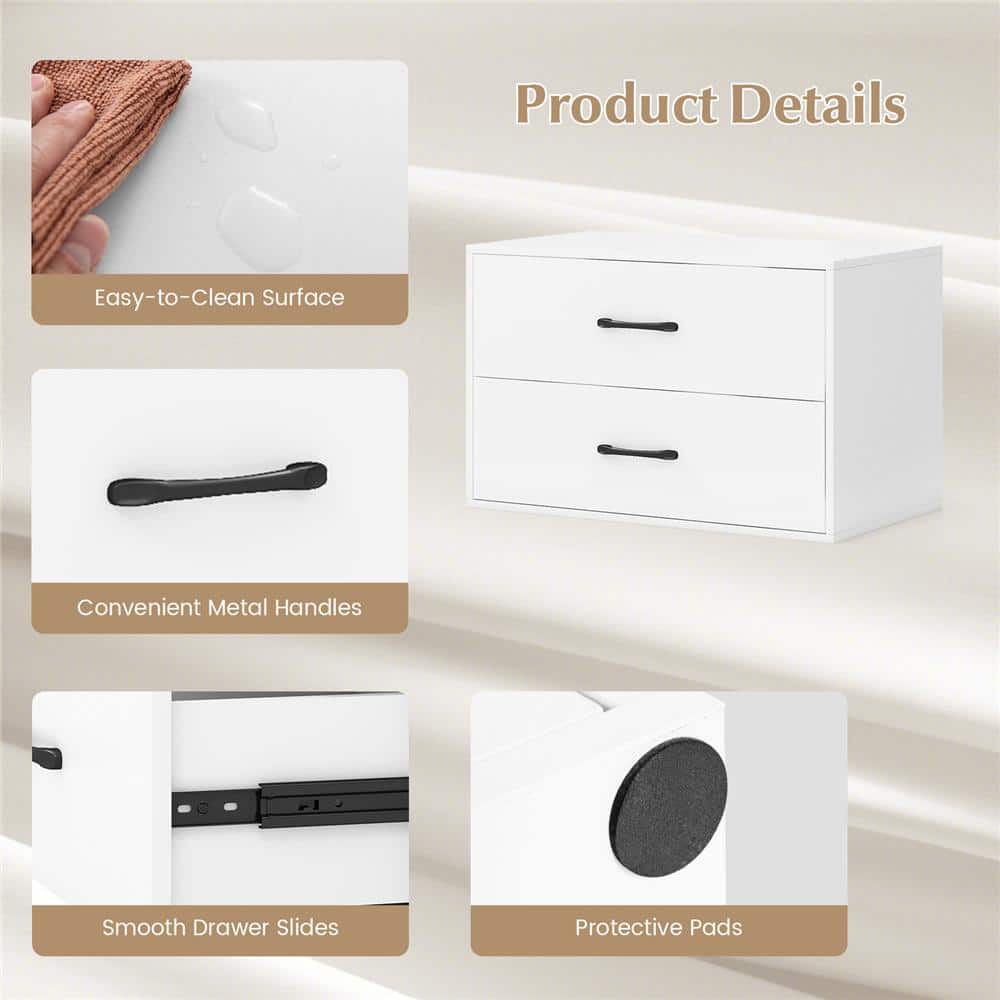 White Horizontal 2-Drawer Stackable Storage Cabinet