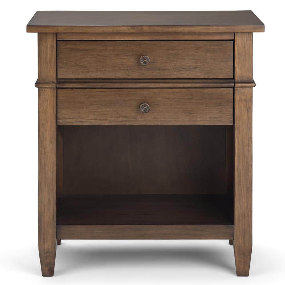 Carlton Rustic Natural Aged Brown Solid Wood Bedside Table