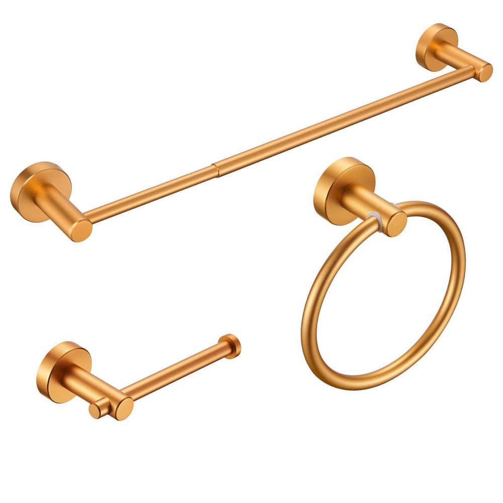 Matte Gold 3-Piece Aluminum Bathroom Hardware Set