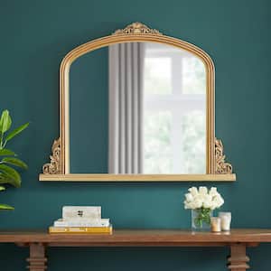 Medium Classic Arched Vintage Style Gold Framed Mirror (44 in. W x 35 in. H)