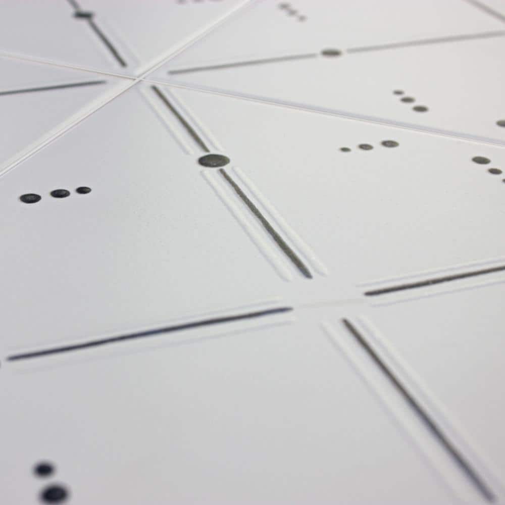 Kenzo 8" x 8" White and Black Porcelain Patterned Tile