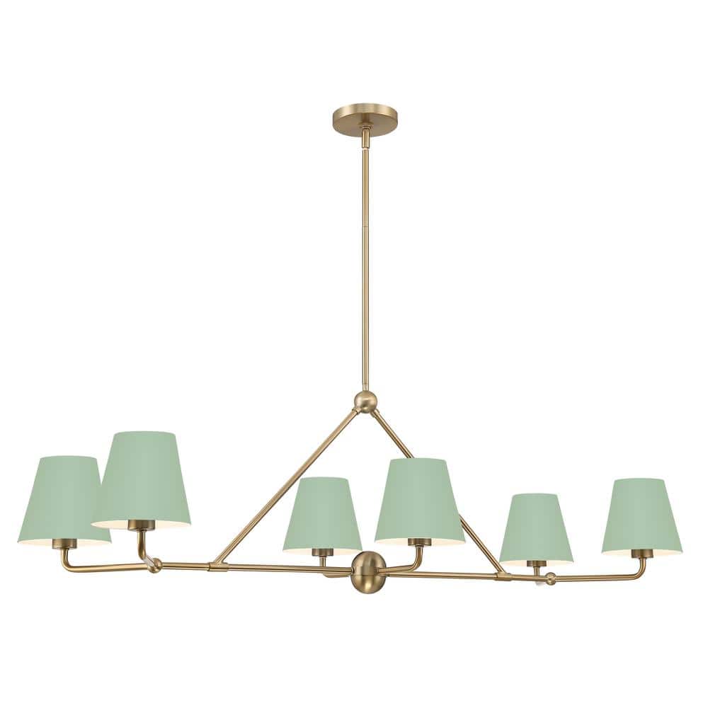Xavier 6-Light Gold and Green Steel Chandelier