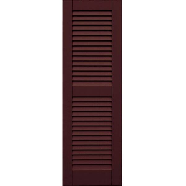 Winworks Wood Composite 15 in. x 47 in. Louvered Shutters Pair #657 Polished Mahogany