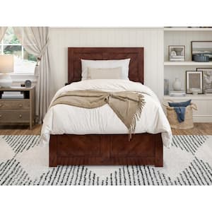 Canyon Walnut Brown Solid Wood Twin XL Foundation Bed Frame with Matching Footboard