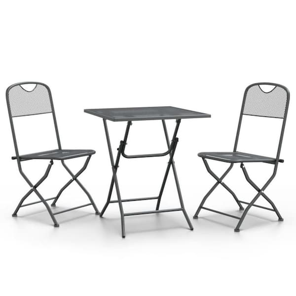 Yoko Gray 3-Piece Metal Outdoor Bistro Set