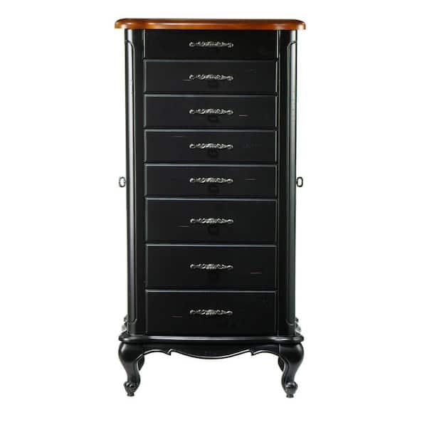 Unbranded 20 in. W Provence Black with Chestnut Top Jewelry Armoire