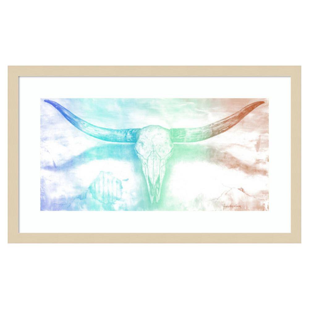 Longhorn II rainbow by Marie Elaine Cusson 25 in. W x 15 in. H. Wood Framed Wall Art Print Framed in Brown price history on PriceWatchPro