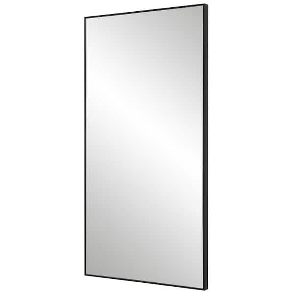 Benjara 20 in. W x 40 in. H Wooden Frame Black Wall Mirror