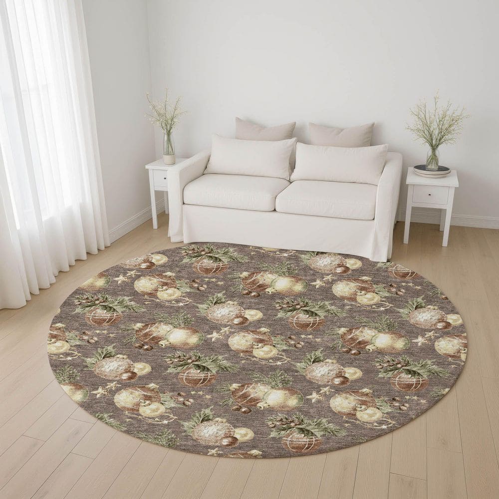 Mayfield Premium Machine Washable Abstract AMF1828 Taupe 8 ft. x 8 ft. Round Rug price history on PriceWatchPro